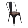 Chaise pour restaurant structure métal noir mat et assise bois couleur chocolat