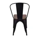 Chaise de café métallique noire assise bois