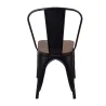 Chaise de café métallique noire assise bois