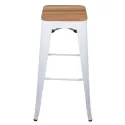 Tabouret pour bar blanc et assise bois clair
