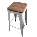 Tabouret bar professionnel métallique assise bois