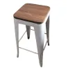Tabouret bar professionnel métallique assise bois