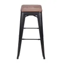 Tabouret professionnel bar noir et bois foncé
