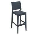 Chaise de bar en polypro aspect tressé gris foncé