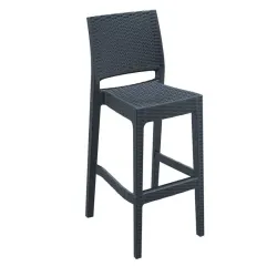 Chaise de bar en polypro aspect tressé gris foncé