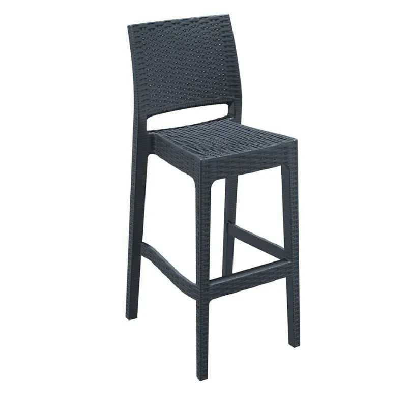 Chaise de bar en polypro aspect tressé gris foncé Chaise de bar en polypro aspect tressé gris foncé