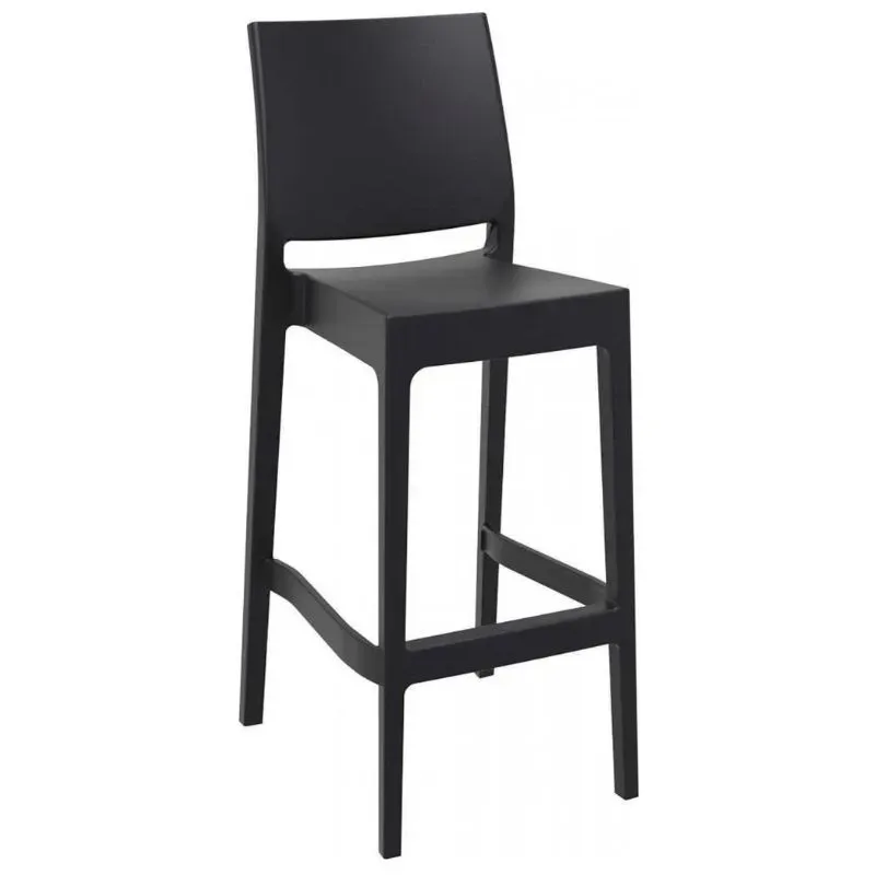 Chaise de bar empilable en polypro noir Chaise de bar empilable en polypro noir