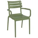 Fauteuil empilable en polypropylène vert olive